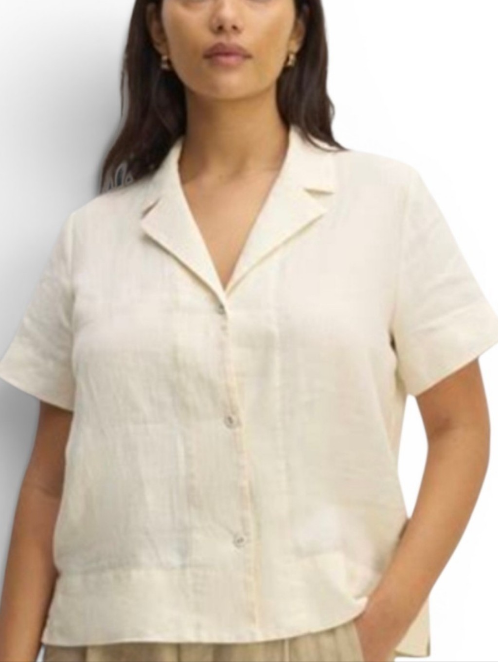 Everlane The Notch Linen Boxy Short Sleeve Button Down - Small